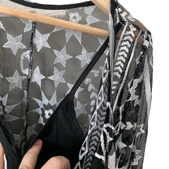 JEN'S Pirate Booty Fortune Mini Dress Black White Lace Sheer Embroidered Size M - Picture 7 of 12